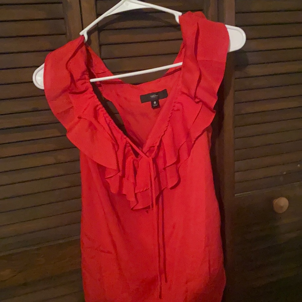Red ruffled shirt